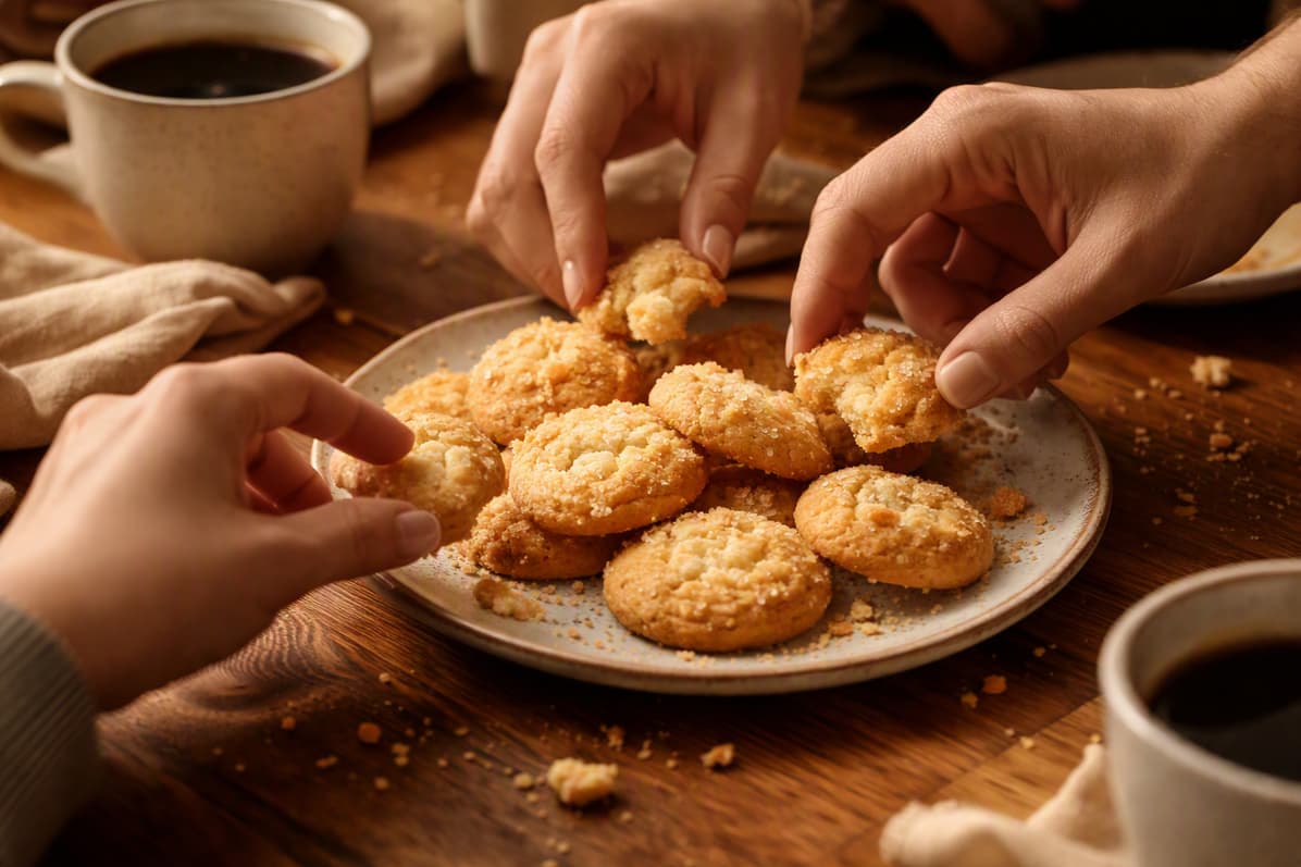 Friends sharing cookies