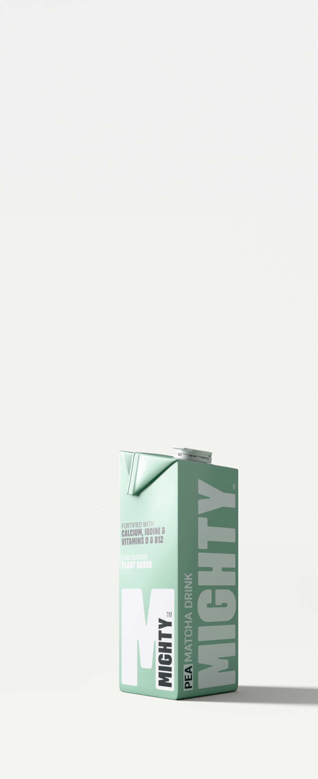 A MIGHTY Pea Matcha Drink carton, fortified with calcium, iodine and vitamins D and B12