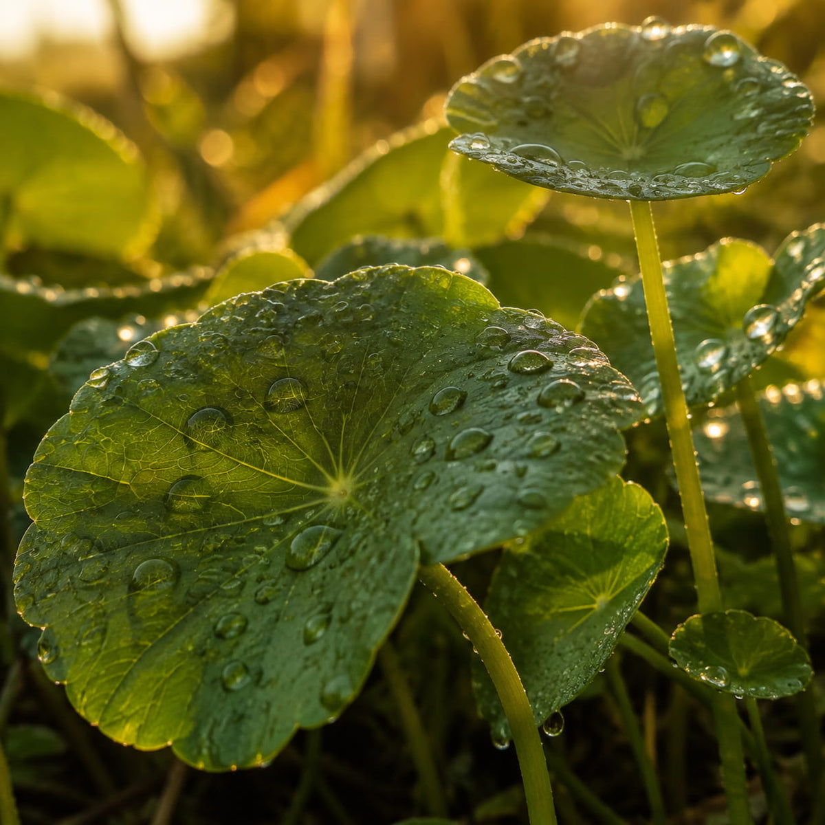 Macro shot of centella leaves